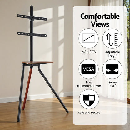 Artiss TV Stand Wooden Tray 24-55inches Swivel Height Adjustable