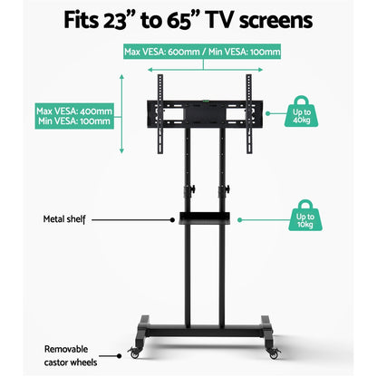 Artiss Mobile TV Stand for 23inches-65inches TVs Mount Bracket Portable Solid Trolley Cart