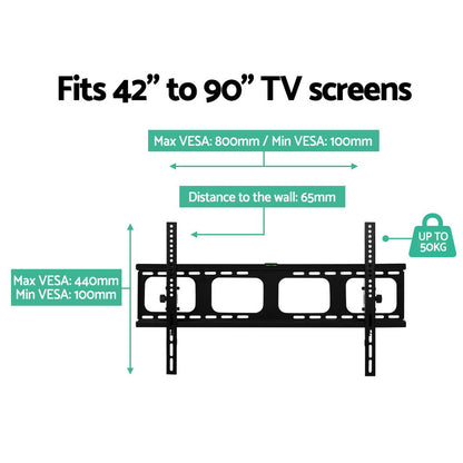 Artiss TV Wall Mount Bracket for 42inches-90inches LED LCD TVs Tilt Slim Flat Low Profile