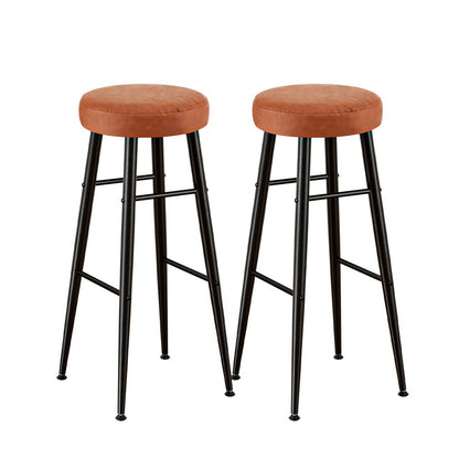 Artiss 2x Bar Stools Kitchen Dining Chairs Counter Round PU Leather Lane Brown