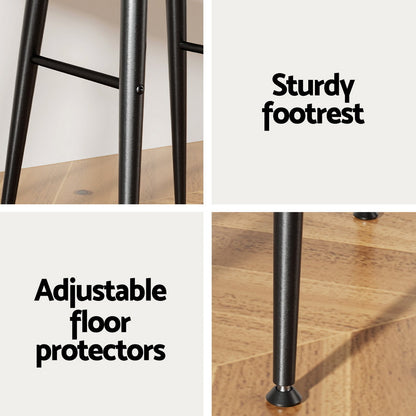 Artiss 2x Bar Stools Kitchen Dining Chairs Counter Round PU Leather Lane Brown