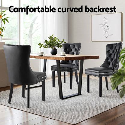 1 Set of 4 Artiss Dining Chairs Black Leather