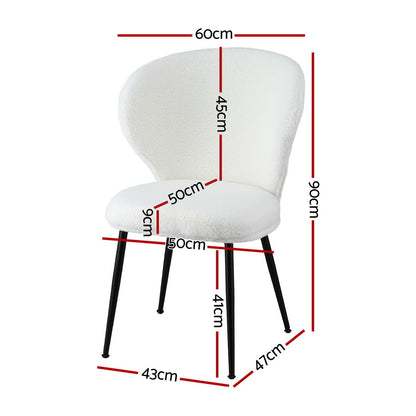 Artiss 2x Dining Chairs Sherpa Boucle Wing Back White
