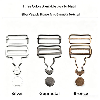6 Sets Metal Strap Adjuster Overalls Buckles-Gun Grey