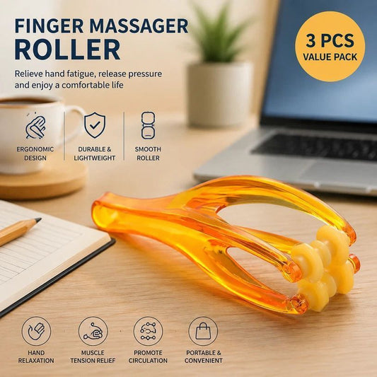 Finger massager roller set, 3 orange translucent rollers