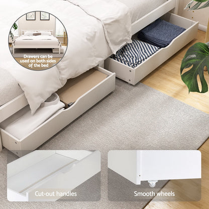 Artiss Bed Frame Double Size Wooden Platform with 2 Storage Drawers White SOFIE