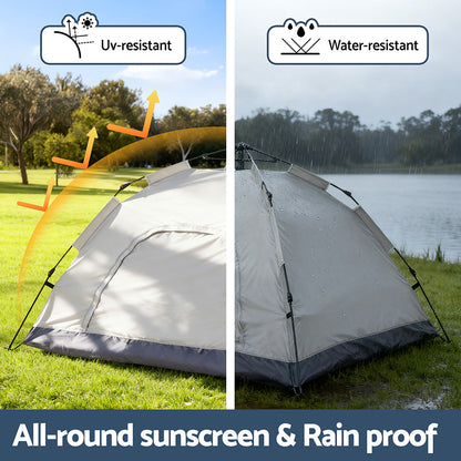 Weisshorn Camping Tent Instant Tent Pop up 2 Person Outdoor Hiking Tents Hiking Beige