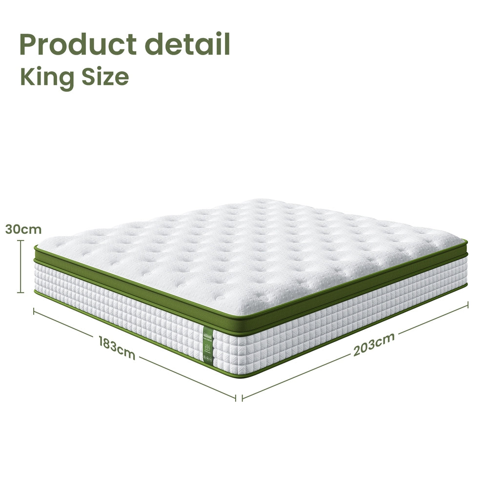 BedStory King 30cm Hybrid Mattress Cooling Gel Memory Foam 5 Zone Pocket Spring Bed Temperature Regulating