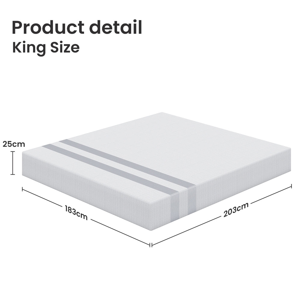 BedStory King Memory Foam Mattress 25cm Cooling Gel Foam Mattress in a Box Medium Feel