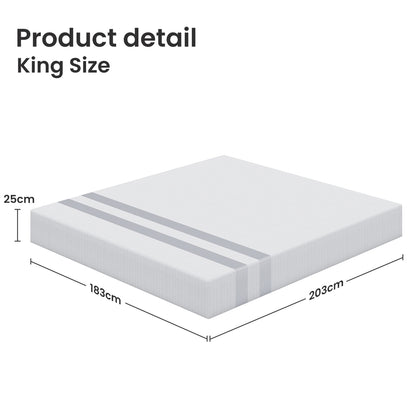 BedStory King Memory Foam Mattress 25cm Cooling Gel Foam Mattress in a Box Medium Feel