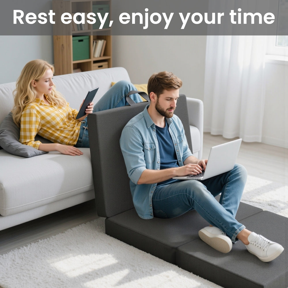 BedStory Folding Mattress Small Single Trifold Mattress Firm Support Foam Washable Cover 15cm