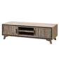 TV Cabinet with 2 Storage Drawers Cabinet Solid Acacia Wooden Entertainment Unit in Sliver Bruch Colour