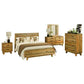 5 Pieces Bedroom Suite Queen Size in Solid Wood Antique Design Light Brown Bed, Bedside Table , Tallboy & Dresser