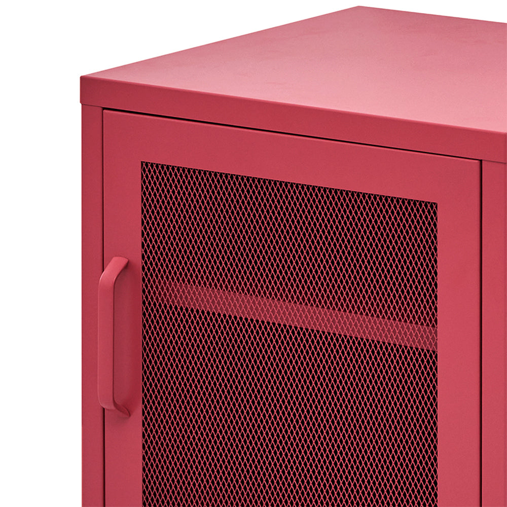ArtissIn Mini Mesh Door Storage Cabinet Organizer Bedside Table Pink