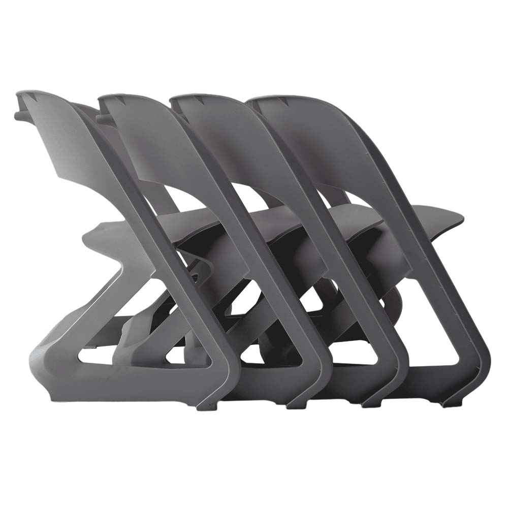 ArtissIn Set of 4 Dining Chairs Office Cafe Lounge Seat Stackable Plastic Leisure Chairs Grey