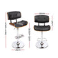 Artiss Set of 2 Wooden Gas Lift Bar Stools - Black and Chrome