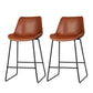 Artiss Set of 2 Bar Stools Kitchen Metal Bar Stool Dining Chairs PU Leather Brown