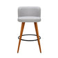 Artiss Set of 4 Wooden Fabric Bar Stools Circular Footrest - Light Grey