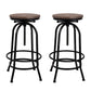Artiss Set of 2 Bar Stool Industrial Round Seat Wood Metal - Black and Brown