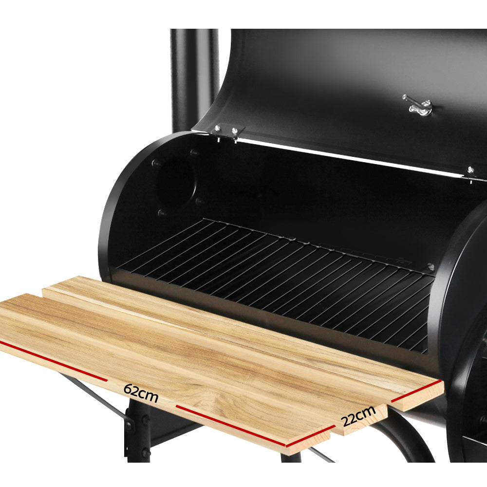 Grillz 2-in-1 Offset BBQ Smoker - Black