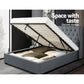Artiss Issa Bed Frame Fabric Gas Lift Storage - Grey Queen