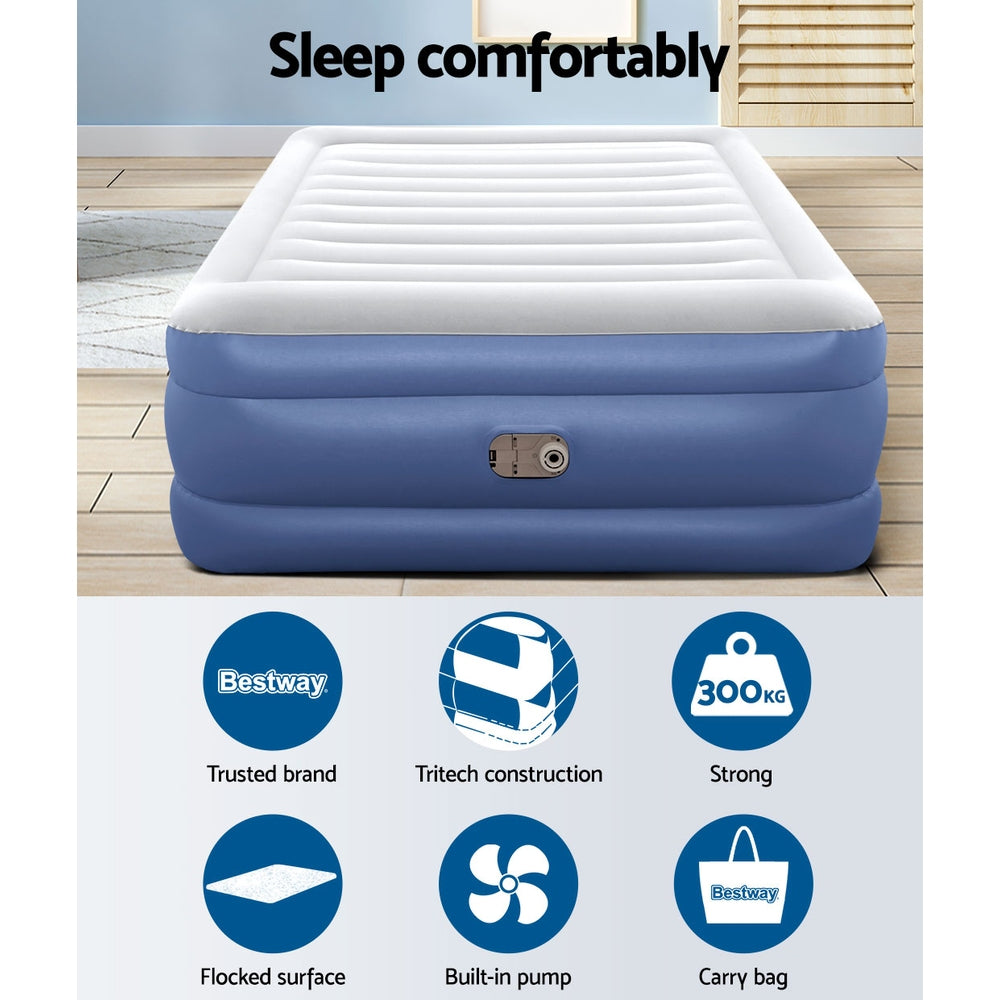 Bestway Queen Air Bed Inflatable Mattress Sleeping Mat Battery Built-in Pump