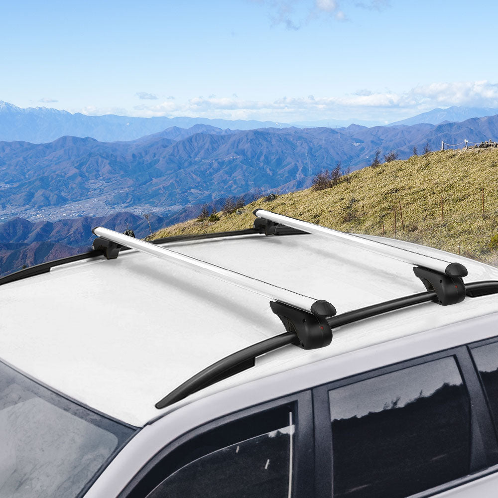 Universal Car Roof Rack Cross Bars Aluminium Silver Adjustable 108cm Racks