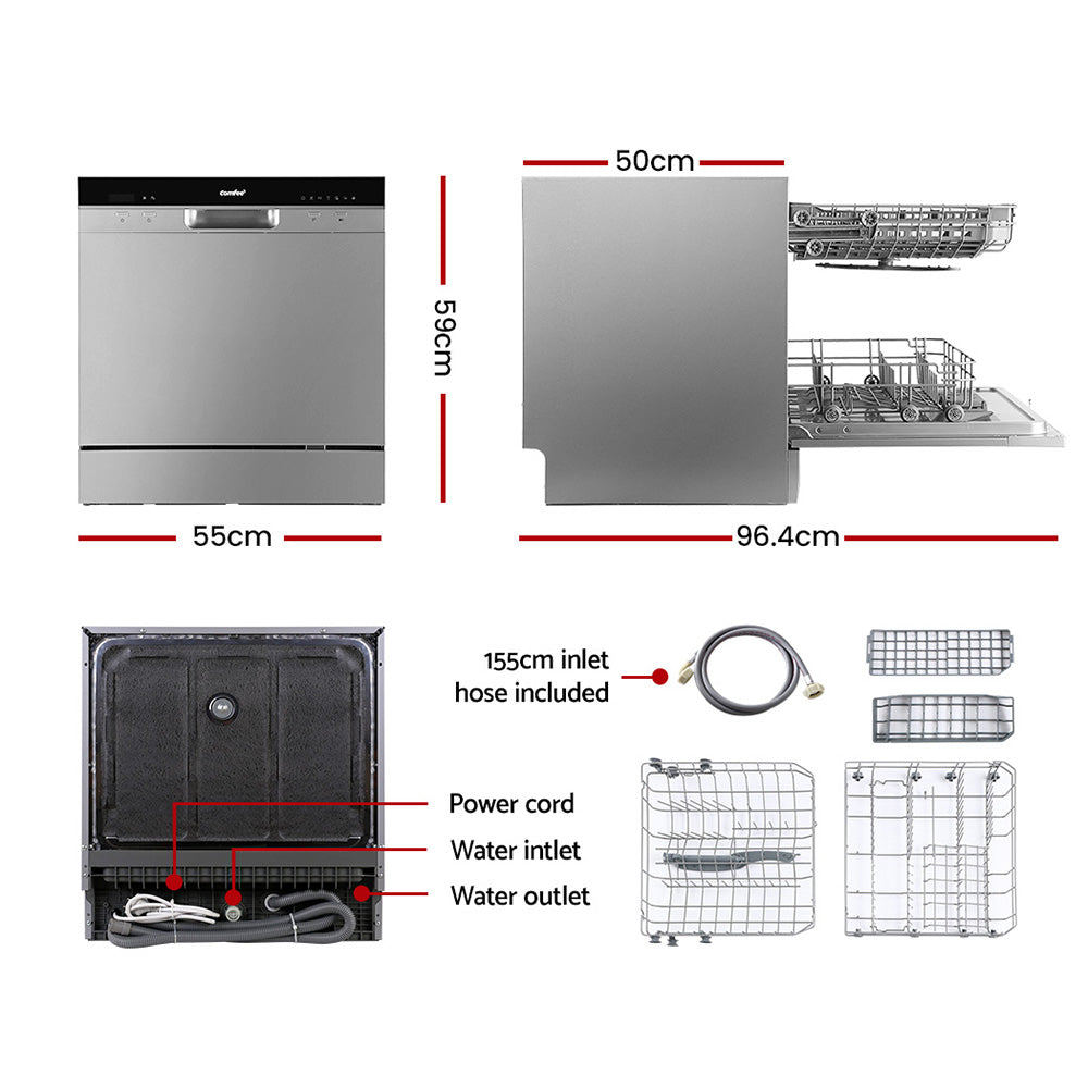 Comfee Benchtop Dishwasher 8 Place Setting Countertop Dishwasher Freestanding