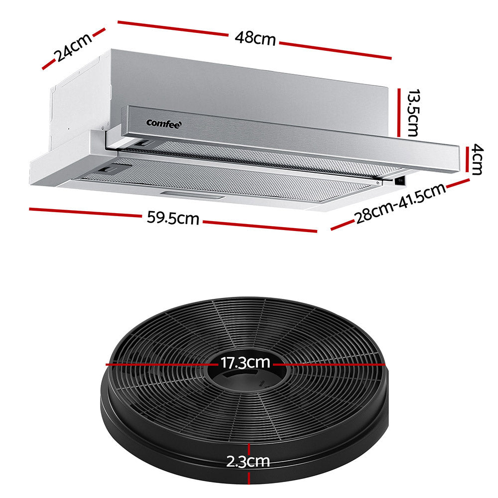 Comfee Rangehood 600mm Slide Out Stainless Steel Canopy Filter Replacement 2PCS