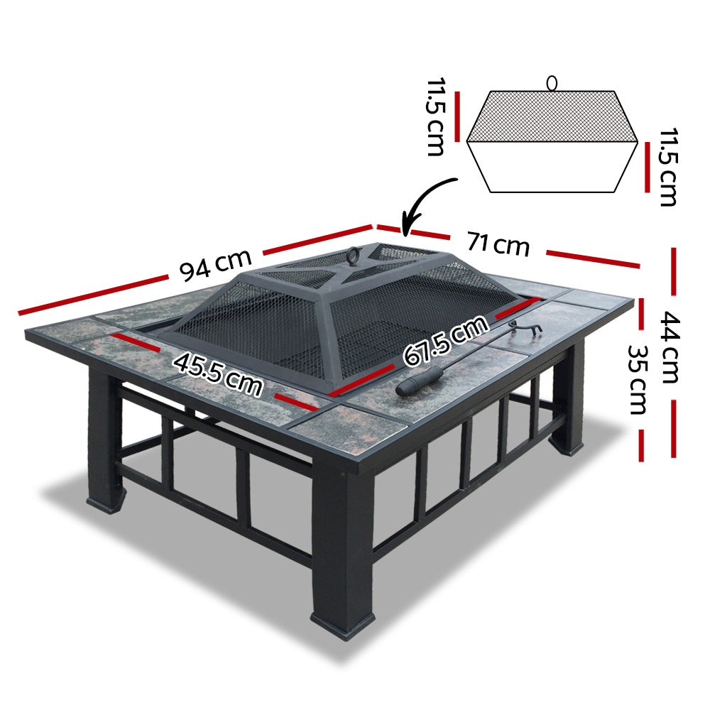 Fire Pit BBQ Grill Table Outdoor Garden Patio Camping Wood Charcoal Fireplace