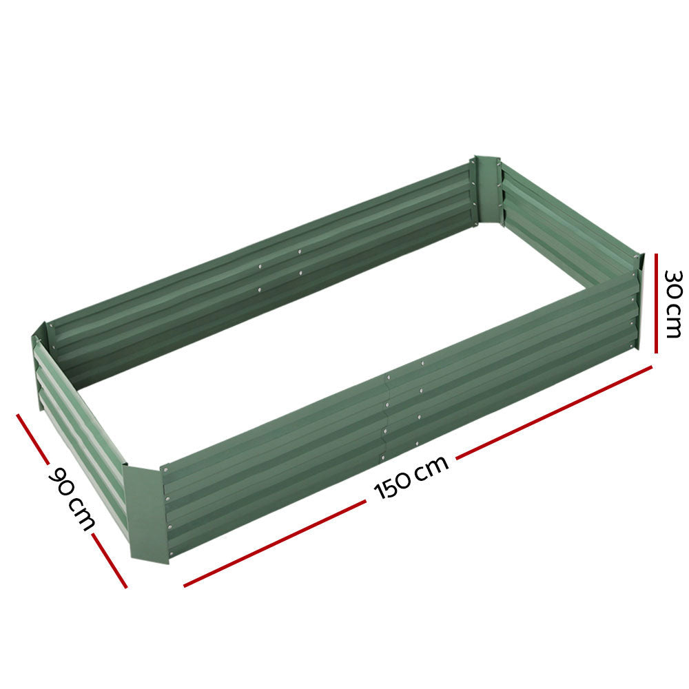 Greenfingers Garden Bed 150cm x 90cm 2x Galvanised Steel Raised Green Planter