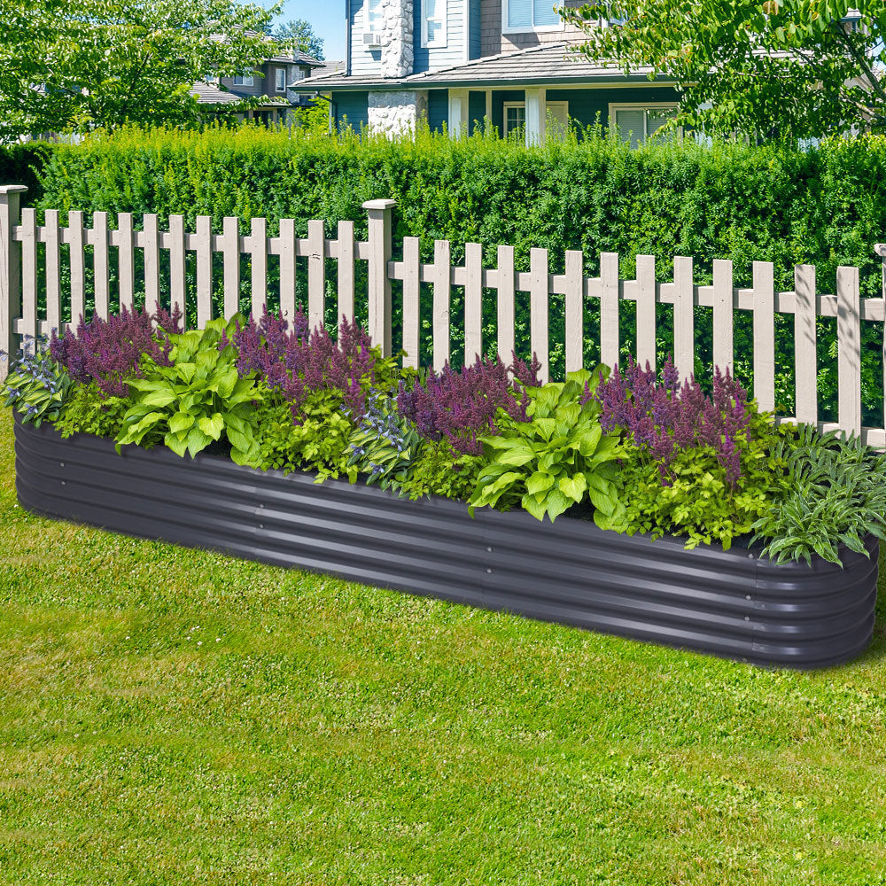 Greenfingers 320X80X42CM Galvanised Raised Garden Bed Steel Instant Planter