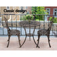 Gardeon 3PC Outdoor Setting Cast Aluminium Bistro Table Chair Patio Bronze