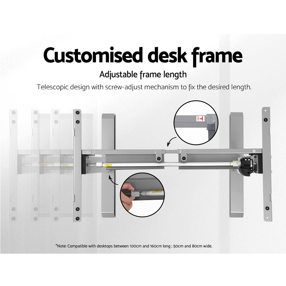 Artiss Standing Desk Sit Stand Riser Height Adjustable Motorised Frame Only Grey
