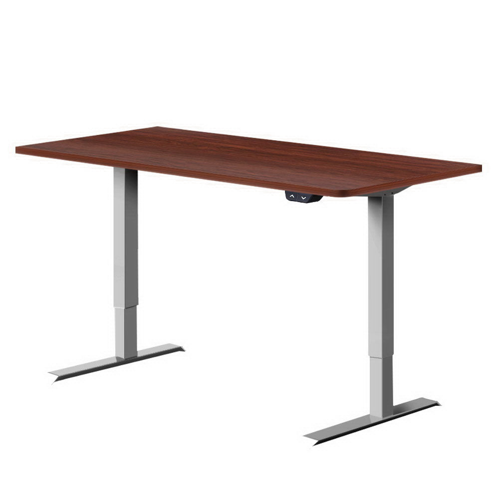 Electric Motorised Height Adjustable Standing Desk - White Frame with 140cm Walnut Top