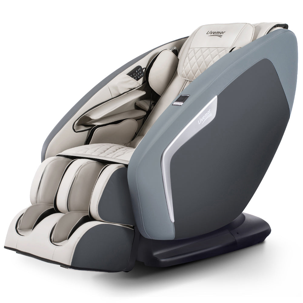 Livemor 3D Electric Massage Chair Shiatsu Kneading Massager Zero Gravity Large Grey