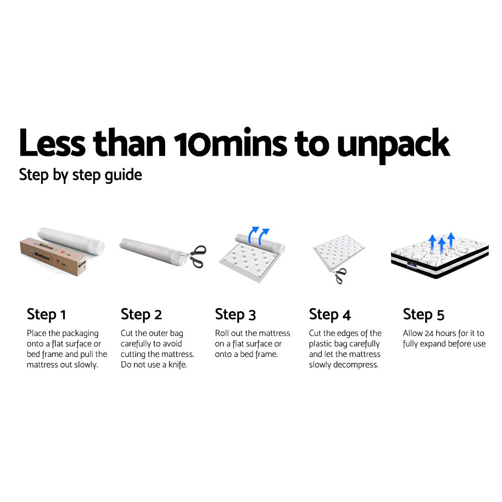 Giselle Bedding Lotus Tight Top Pocket Spring Mattress 30cm Thick Queen