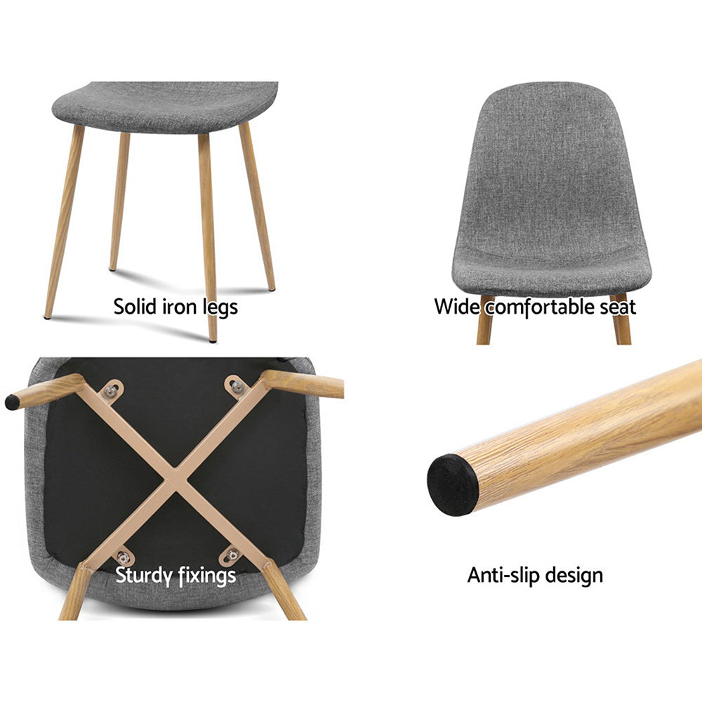 Artiss Set of 4 Adamas Fabric Dining Chairs - Light Grey