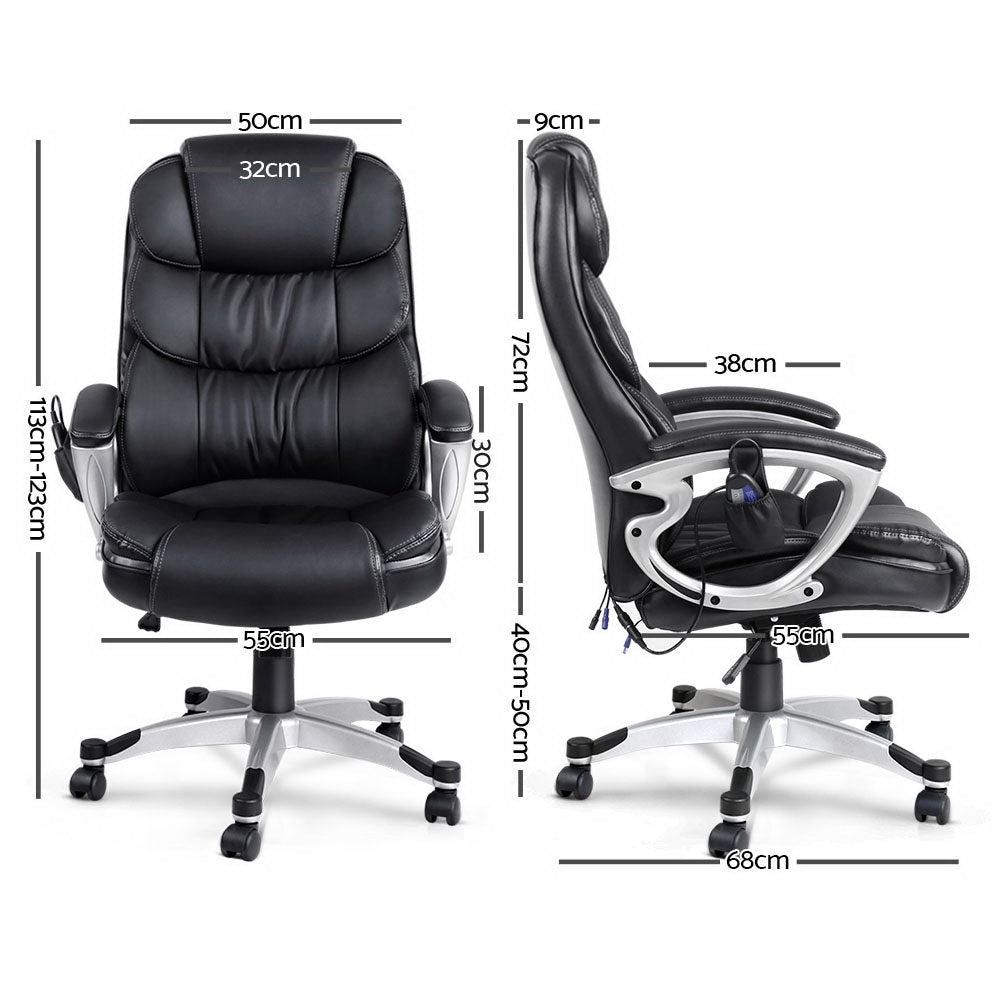 Artiss 8 Point PU Leather Reclining Massage Chair - Black