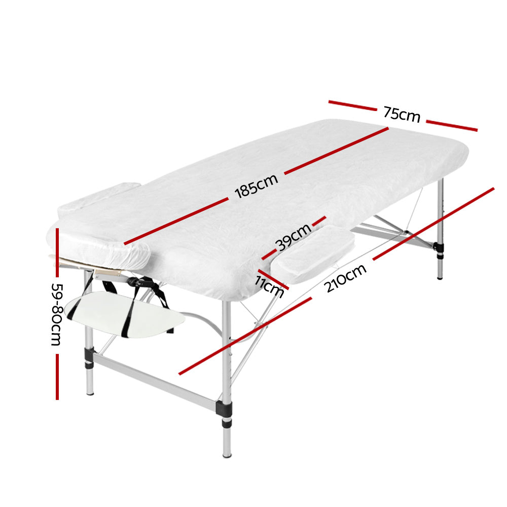 Zenses 3 Fold Portable Aluminium Massage Table - White