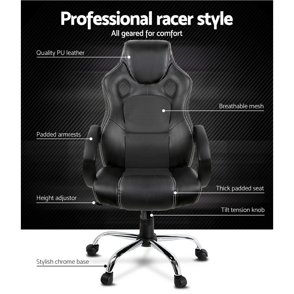 Artiss Maverick Gaming Chair Office Chairs Black