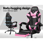 Artiss Office Chair Gaming Chair Computer Chairs Recliner PU Leather Seat Armrest Footrest Black Pink