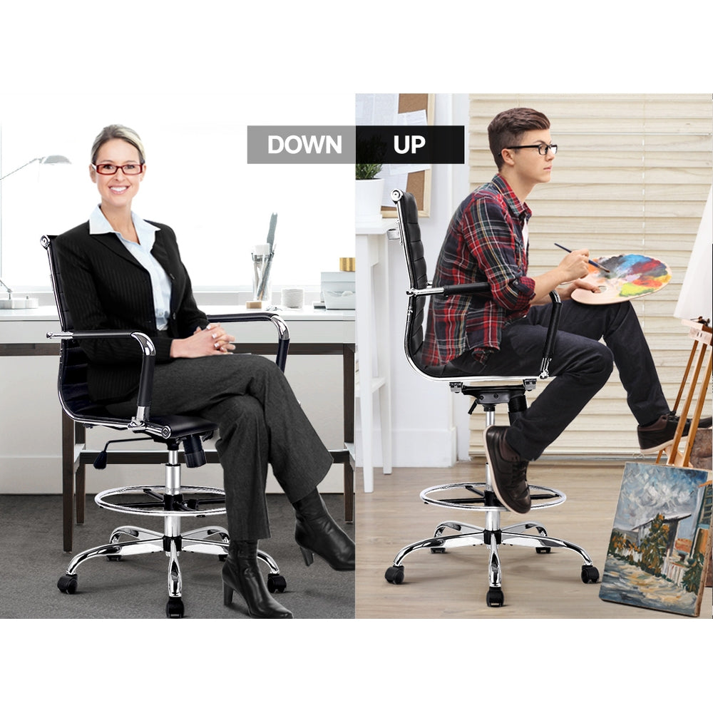 Artiss Office Chair Veer Drafting Stool Mesh Chairs Armrest Standing Desk Black