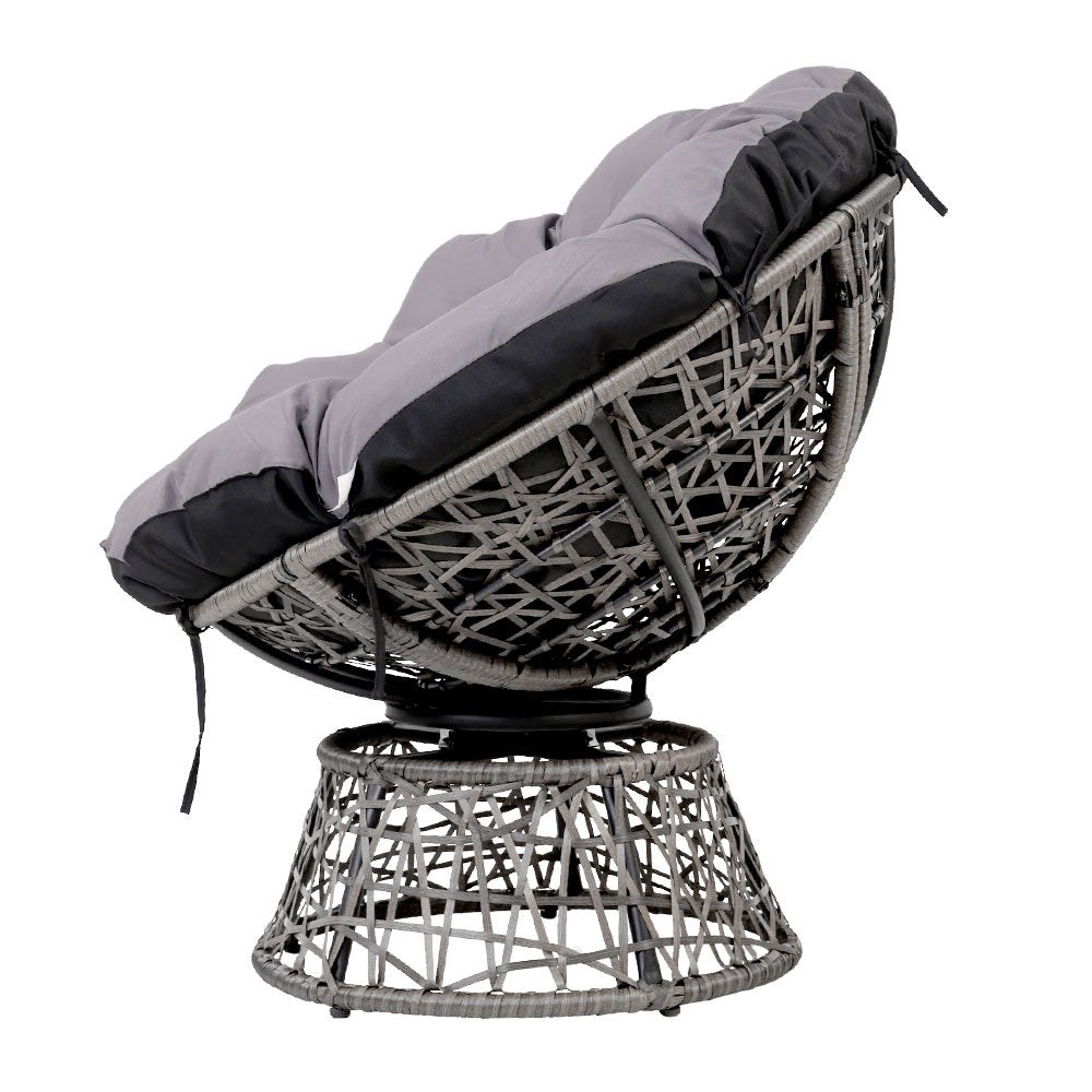 Gardeon Outdoor Papasan Chairs Lounge Setting Patio Furniture Wicker Grey