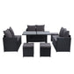 Gardeon Outdoor Furniture Dining Setting Sofa Set Lounge Wicker 9 Seater Black
