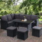 Gardeon Outdoor Furniture Dining Setting Sofa Set Wicker 9 Seater Storage Cover Black