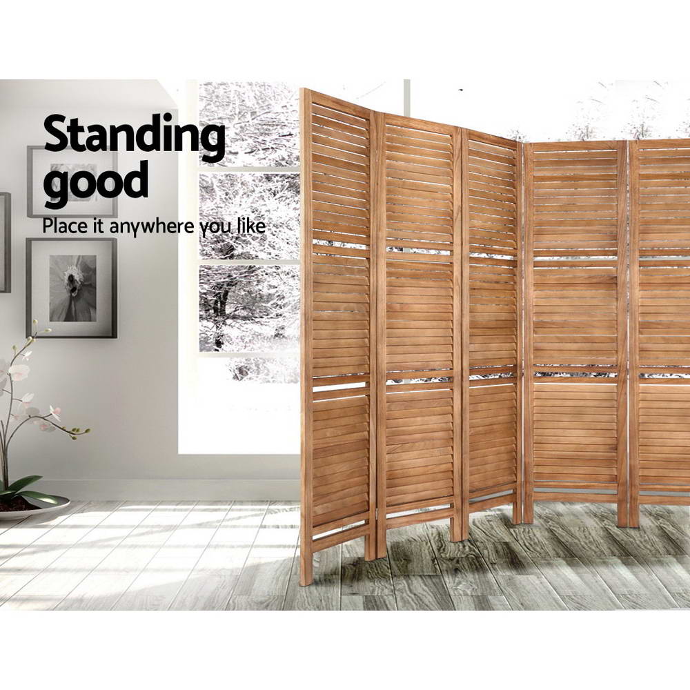 Artiss Room Divider Screen 8 Panel Privacy Dividers Shelf Wooden Timber Stand