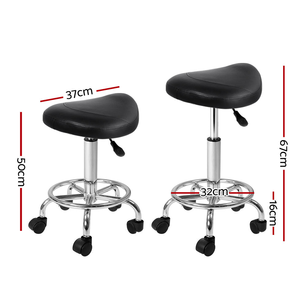 Artiss Saddle Salon Stool Black PU Swivel Barber Hair Dress Chair Hydraulic Lift