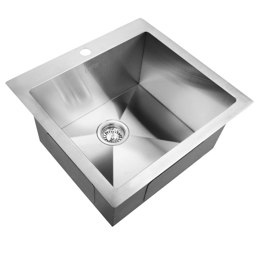 Cefito 53cm x 50cm Stainless Steel Kitchen Sink Under/Top/Flush Mount Silver