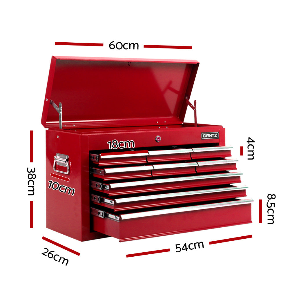 Giantz 9 Drawer Mechanic Tool Box Cabinet Storage - Red